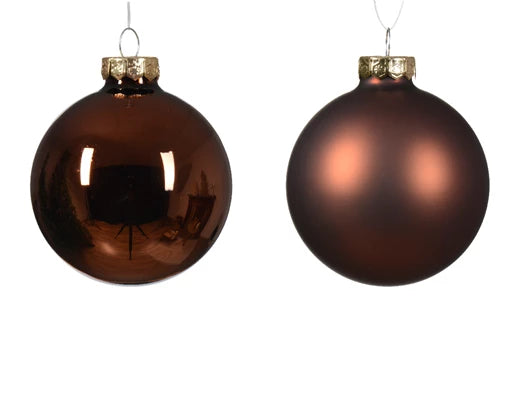 Box 8 Palle Di Natale Vetro Espresso 7 Cm