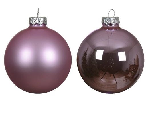 Box 6 Palle Di Natale Vetro Lilac Breeze 8 Cm