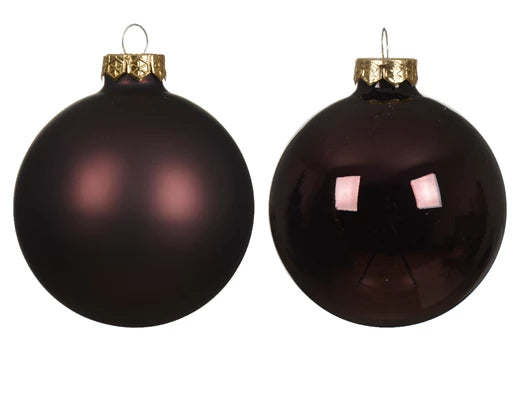 Box 6 Palle Di Natale Vetro Black Truffle 8 Cm