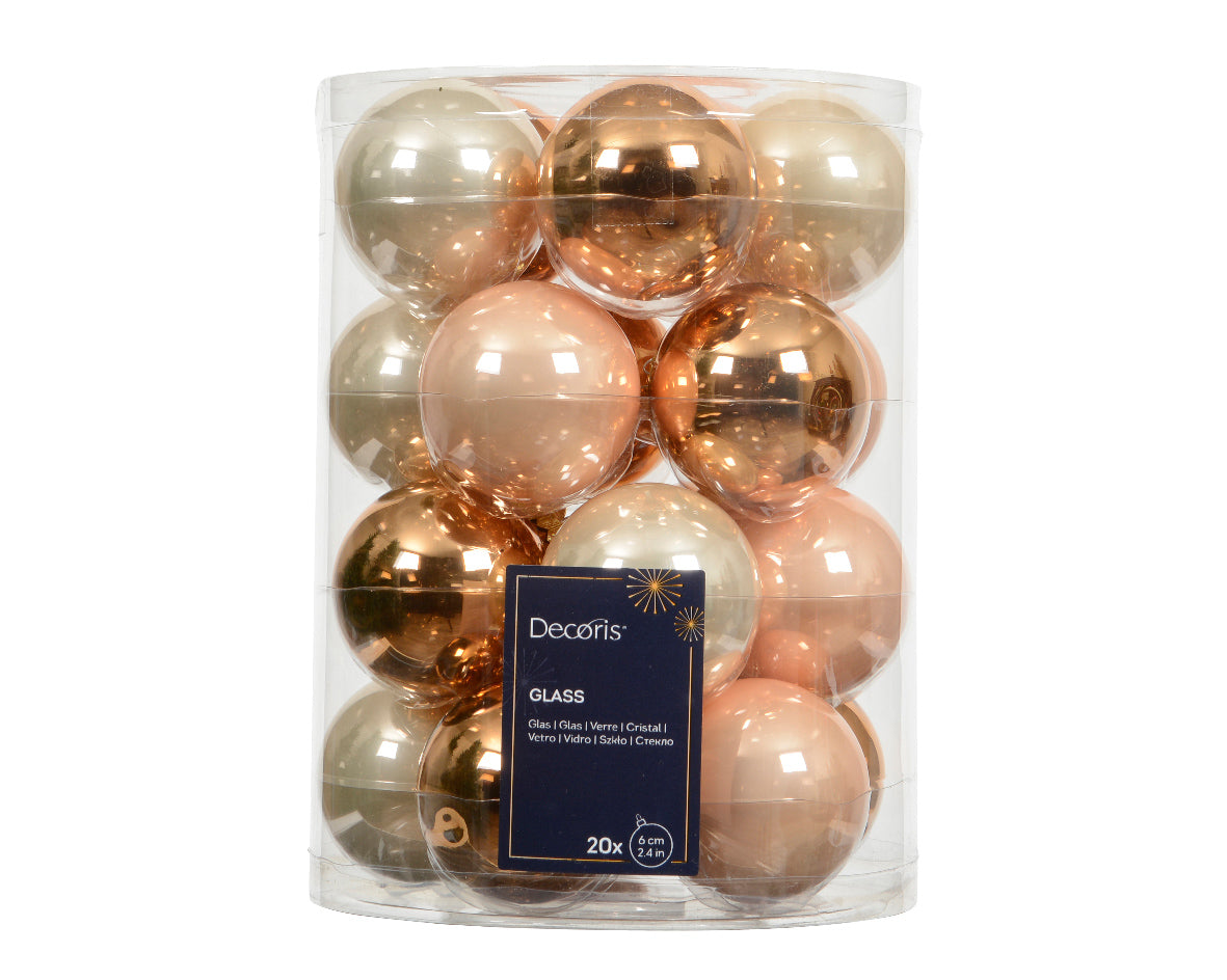 Box 20 Palla Natale Vetro D 6 Cmperla Rosa