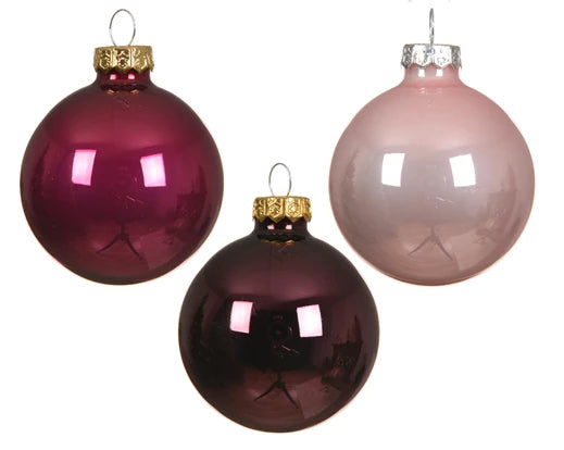 Box 20 Palle Di Natale Vetro Pink Pomegranate 6 Cm