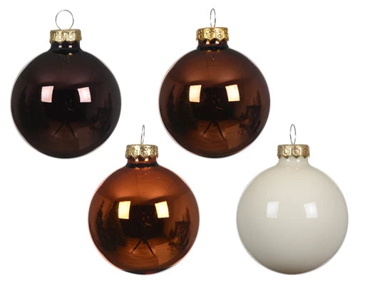 Box 20 Palle Di Natale Vetro Brown Espresso 6 Cm