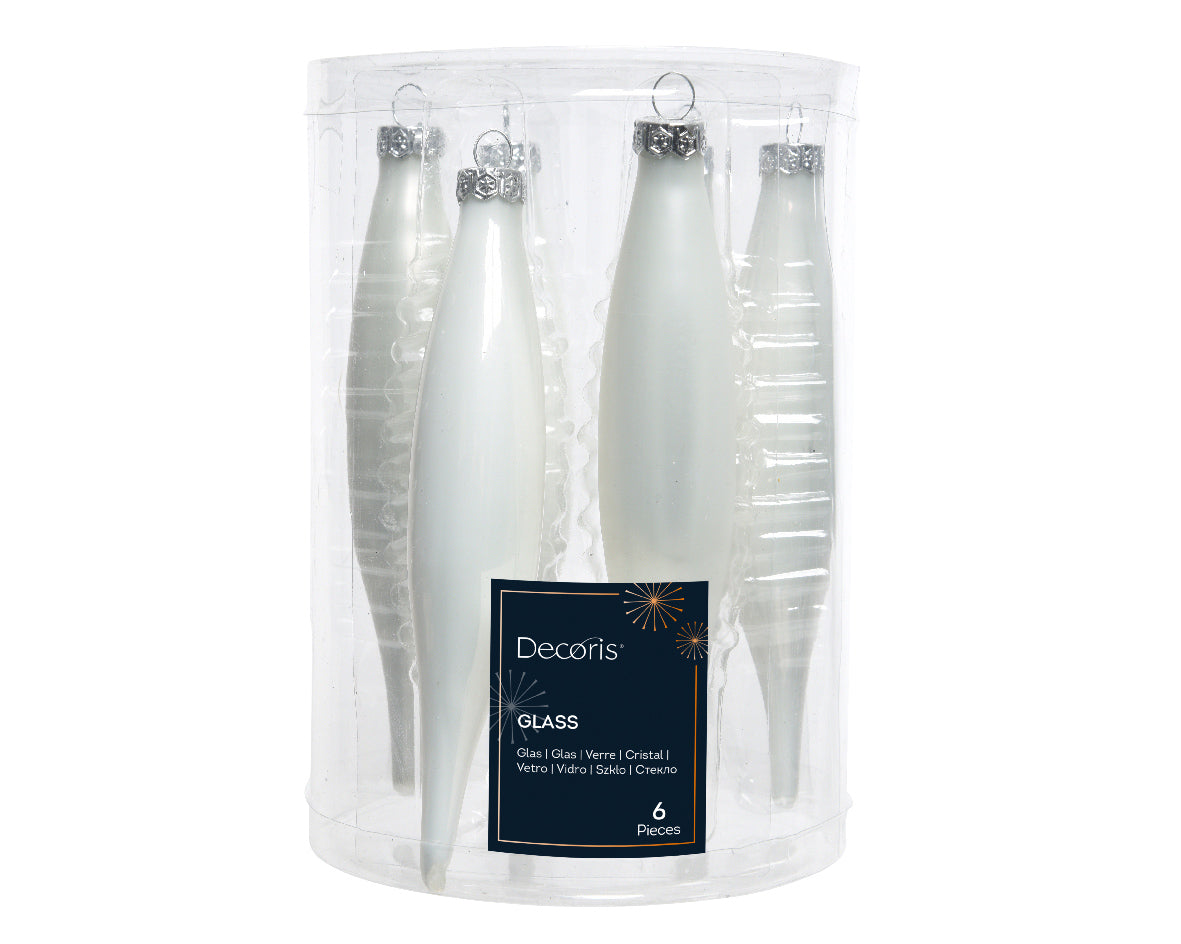 Box 6 Ghiaccioli Winter White 15 Cm
