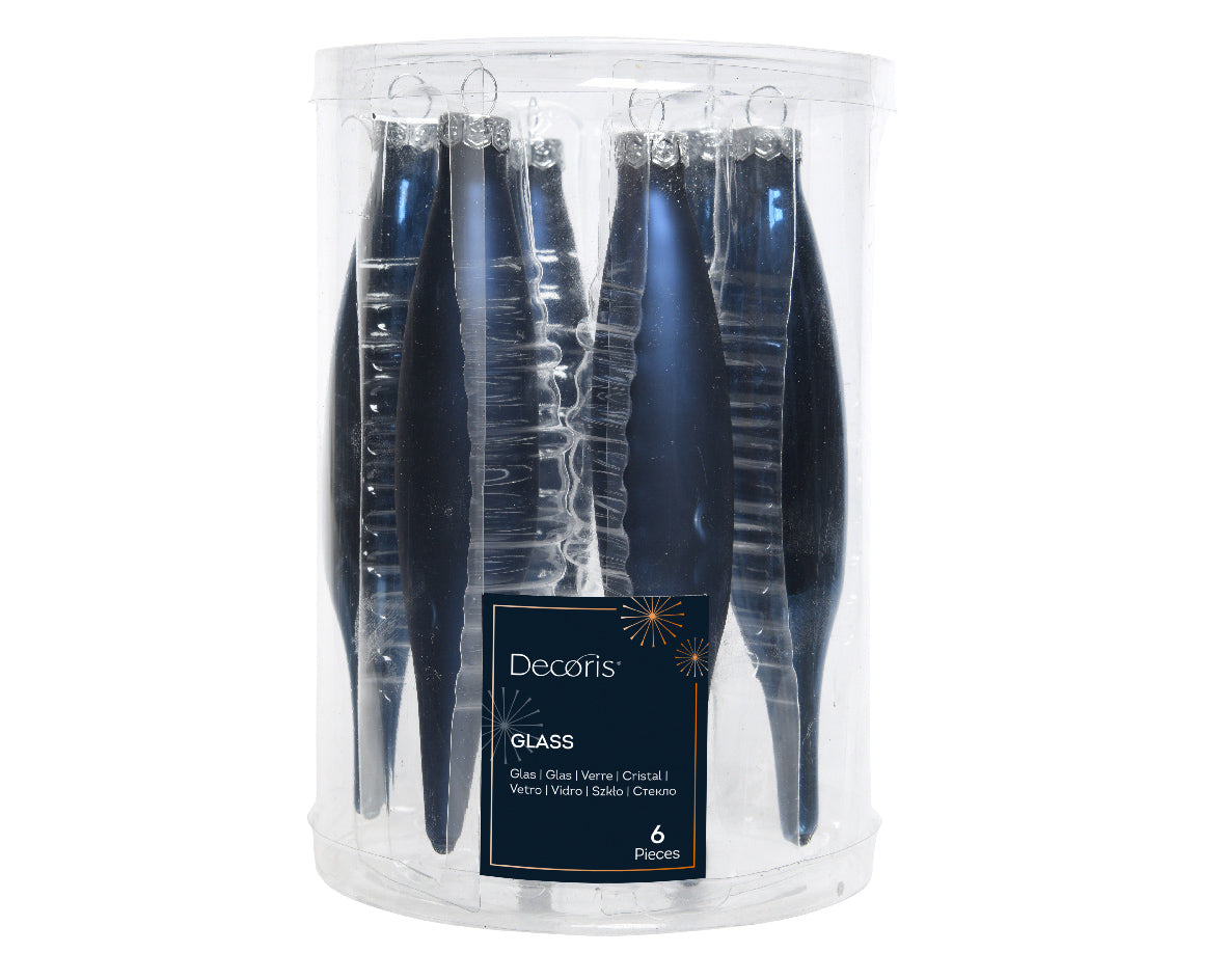 Box 6 Ghiaccioli Vetro D 3x15 Cm Night Blue