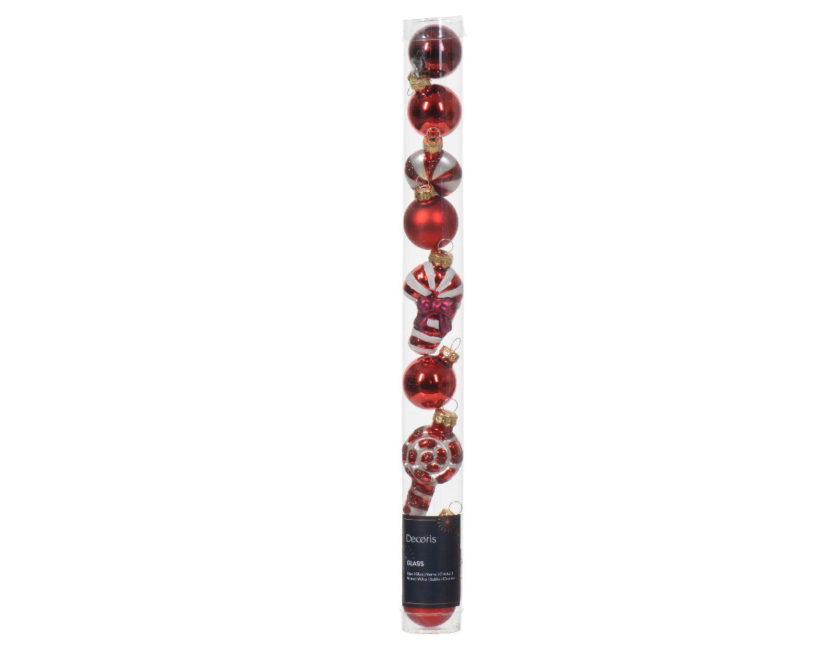 Box 9 Figure Di Natale Vetro Christmas Red decorazioni natalizie in vetro da 6 cm per albero - DeMatteis.it