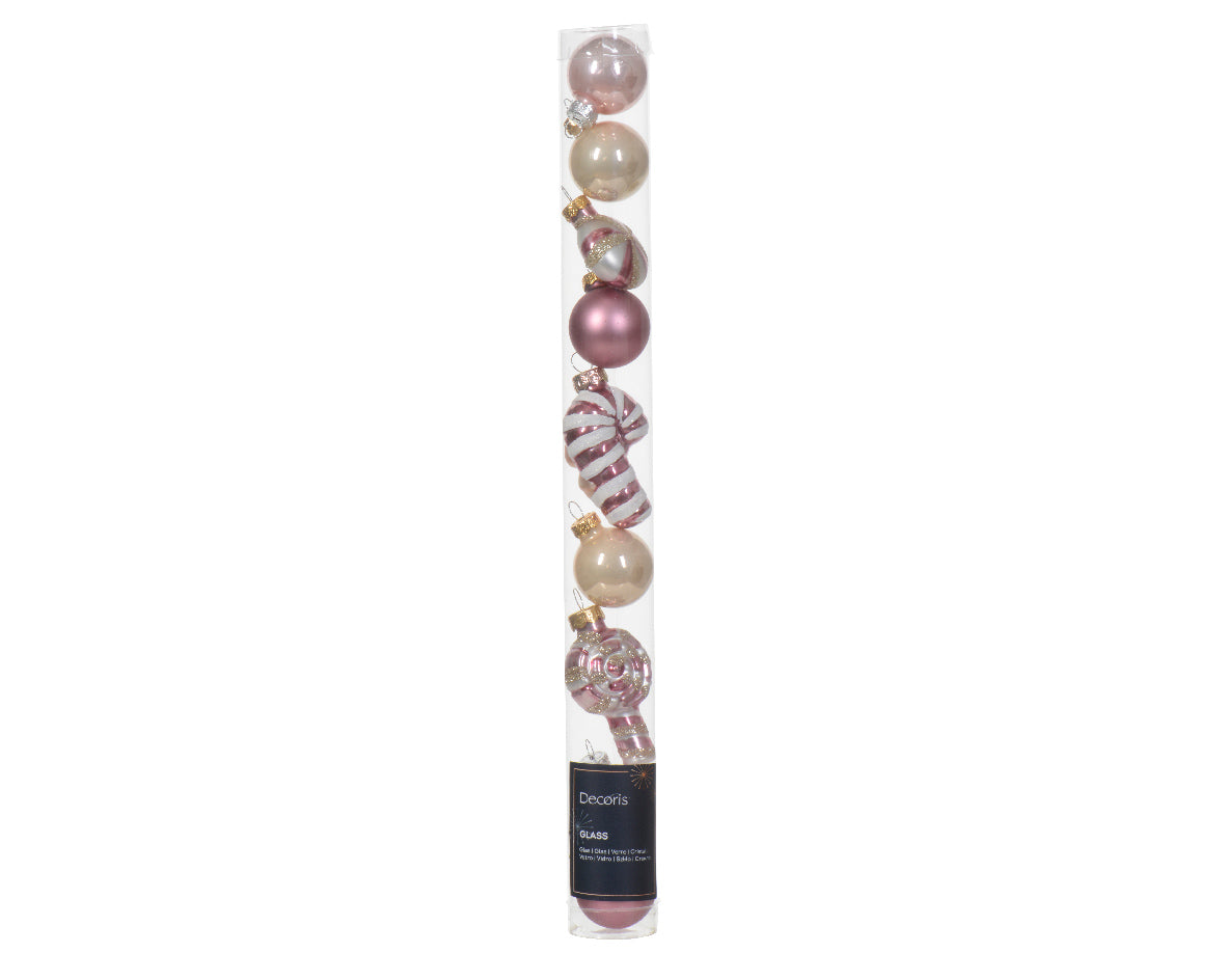 Box 9 Figure Di Natale Vetro Rose 6 Cm