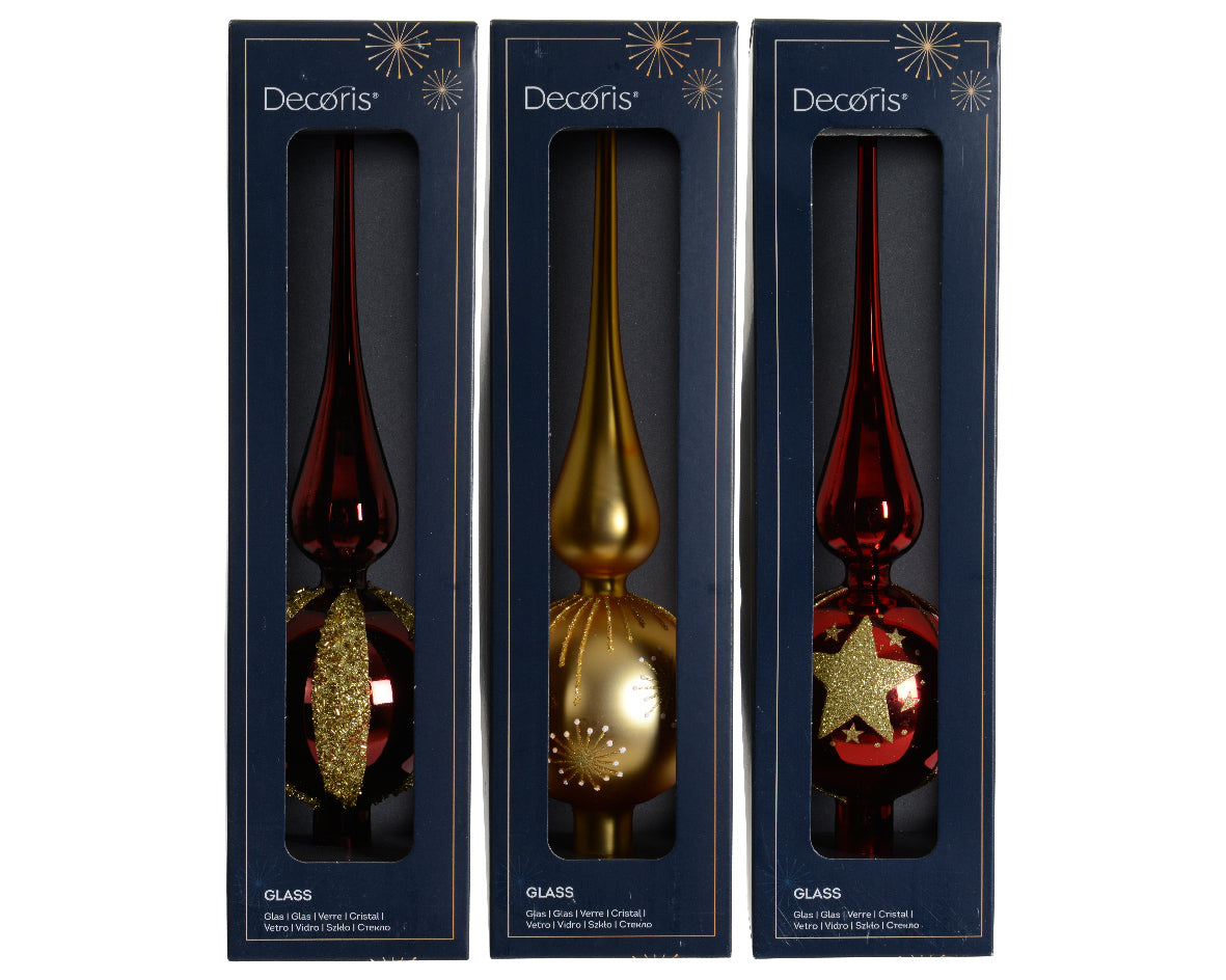 Puntale Vetro Rosso Oro D 8x31 Cm 1 Pezzo