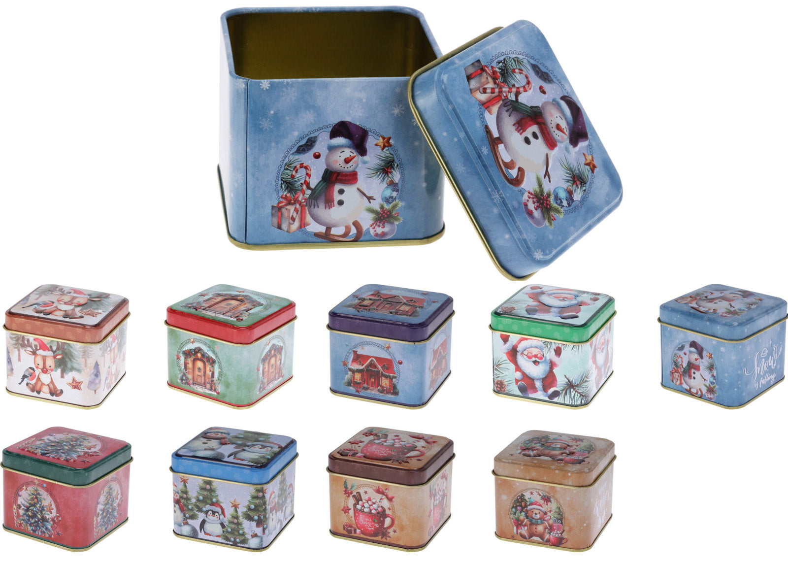 Box Metallo 8x8 Cm Decoro Natale 1 Pezzo