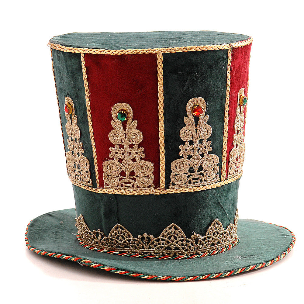Cappello Velluto Burgundy Verde Oro 22 Cm