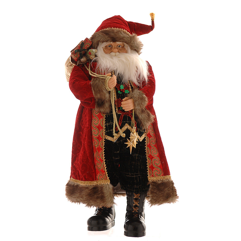 Babbo Natale Rosso Marrone In Piedi 46cm