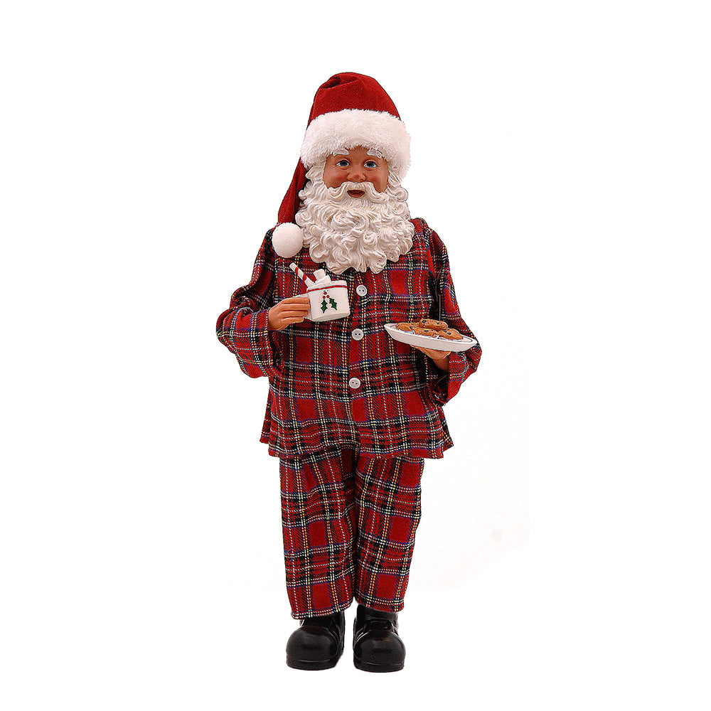 Babbo Natale Pigiama A Scacchi Rosso Verde 46 Cm