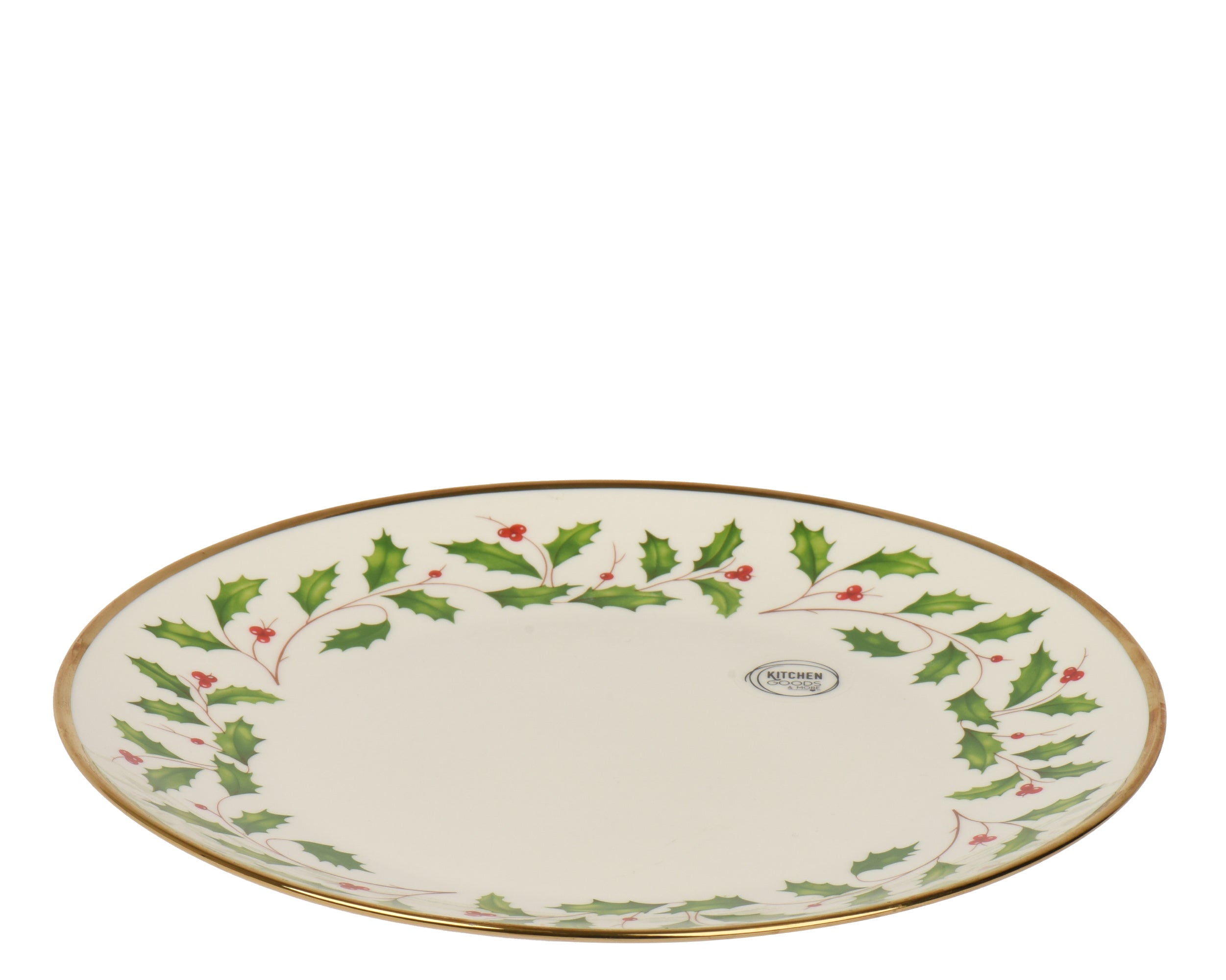 Piatto Porcellana Decoro Agrifoglio D 27x3 Cm