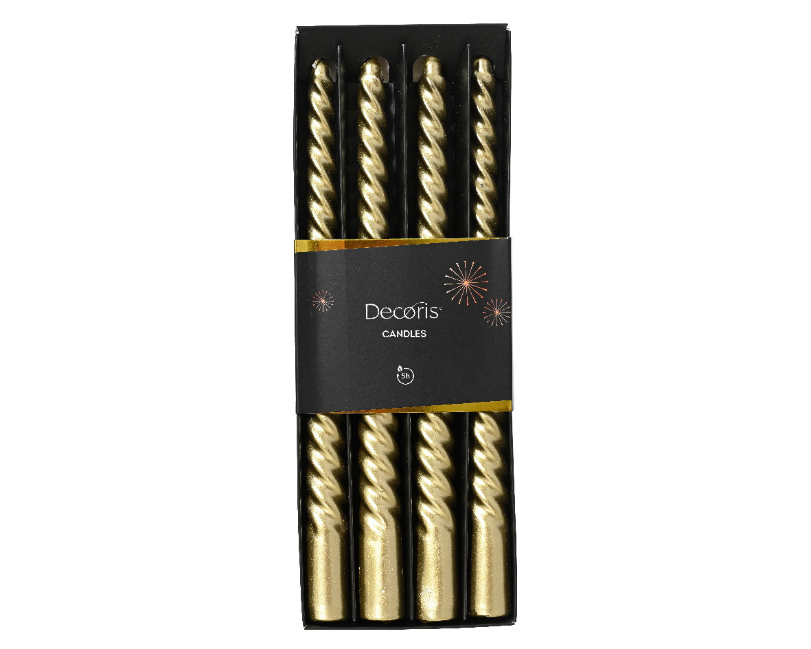 Set 4 Candele Finitura Metallica Oro D 2,2x25 Cm