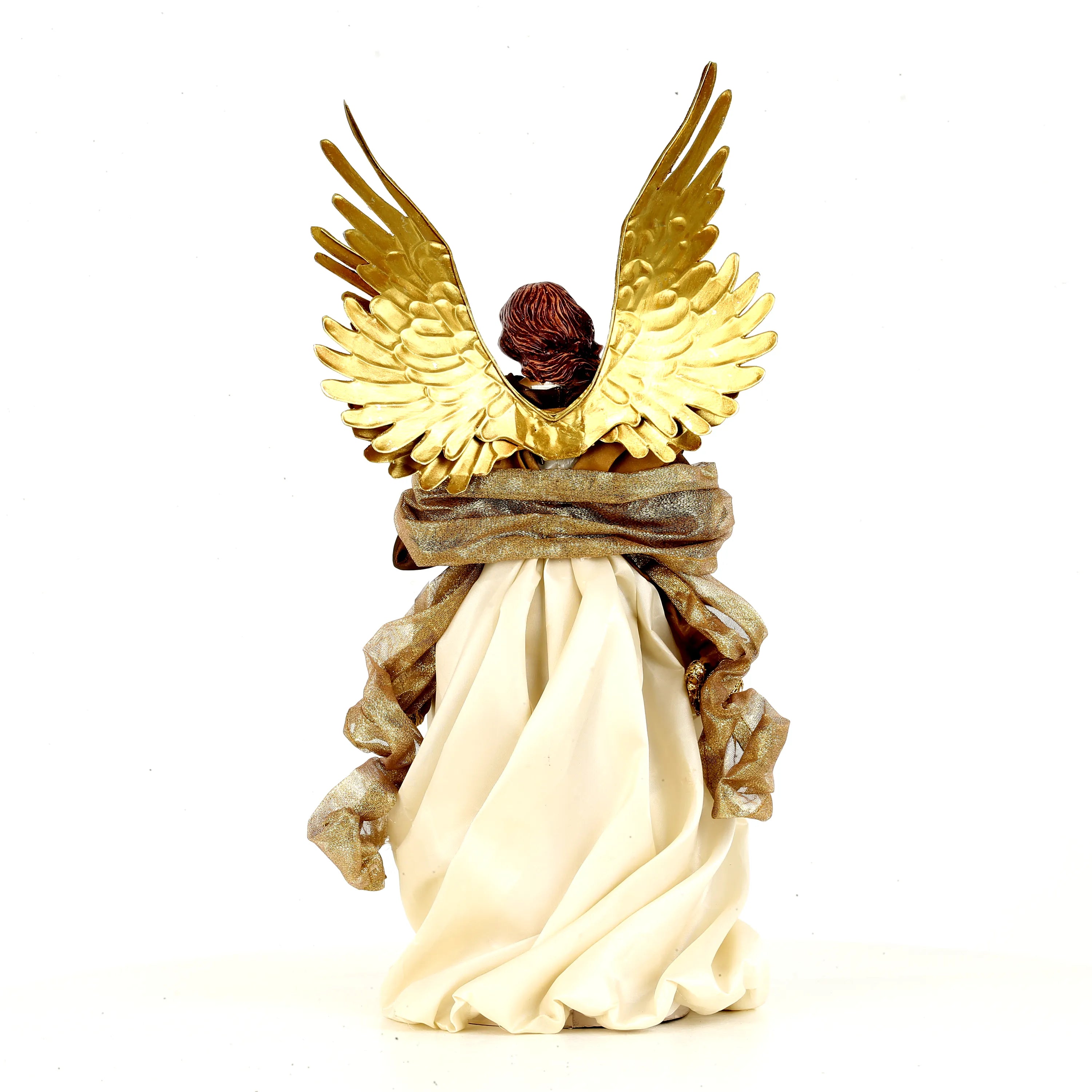 Angelo Con Lira Oro Marrone 19x15x37 Cm