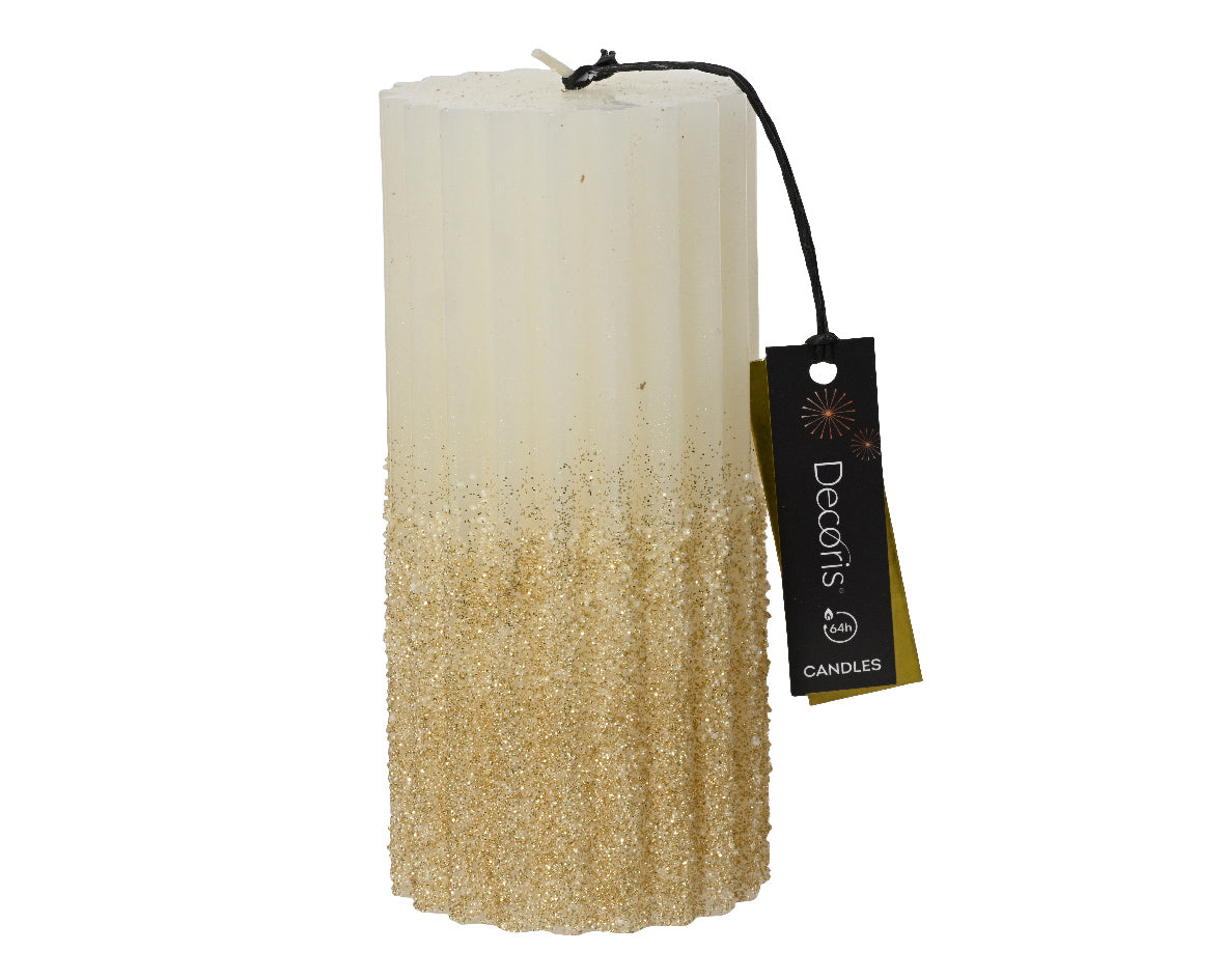 Candela Wool White Decoro Oro D 7x15 Cm