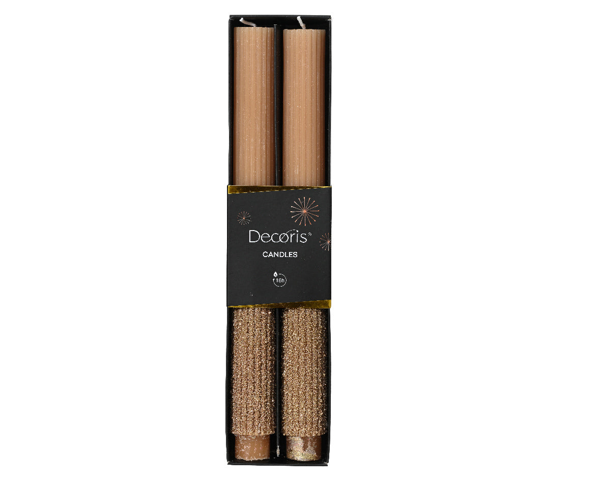 Set 2 Candele Brandy Decoro Oro D 2,8x26,5 Cm
