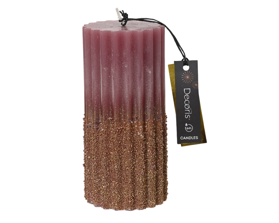 Candela Vintage Pink Decoro Oro D 7x15 Cm