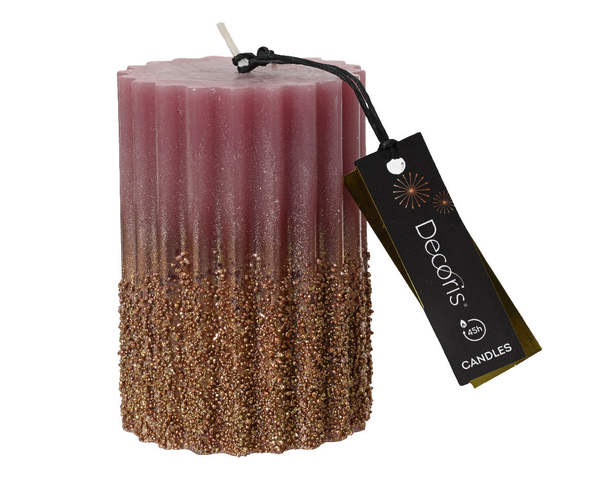 Candela Vintage Pink Decoro Oro D 7x10 Cm