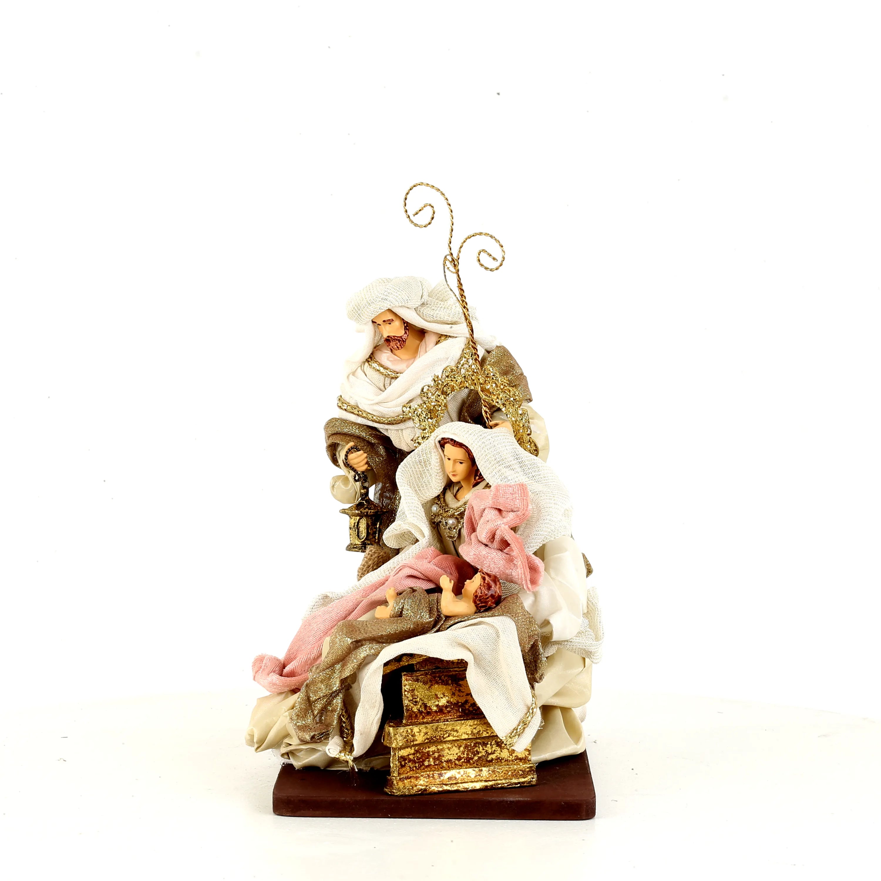 Natività Su Base Rosa Beige 26x15x30 Cm