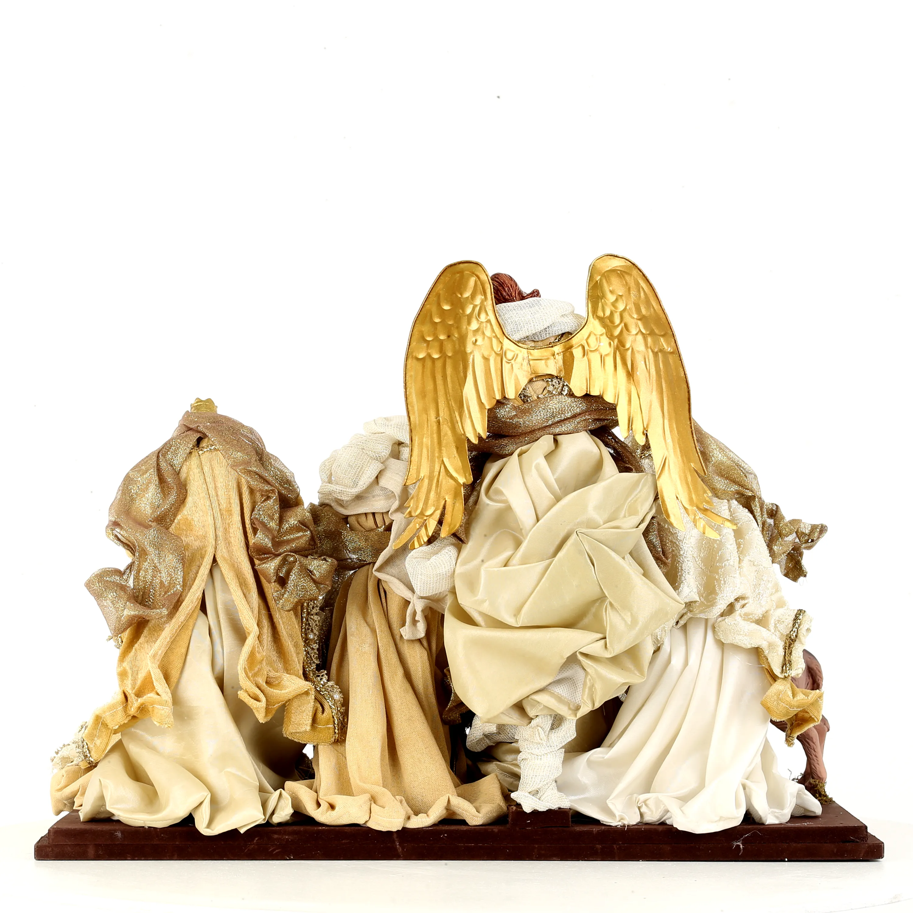 Natività Con Angelo Su Base Oro 50x28x39 Cm