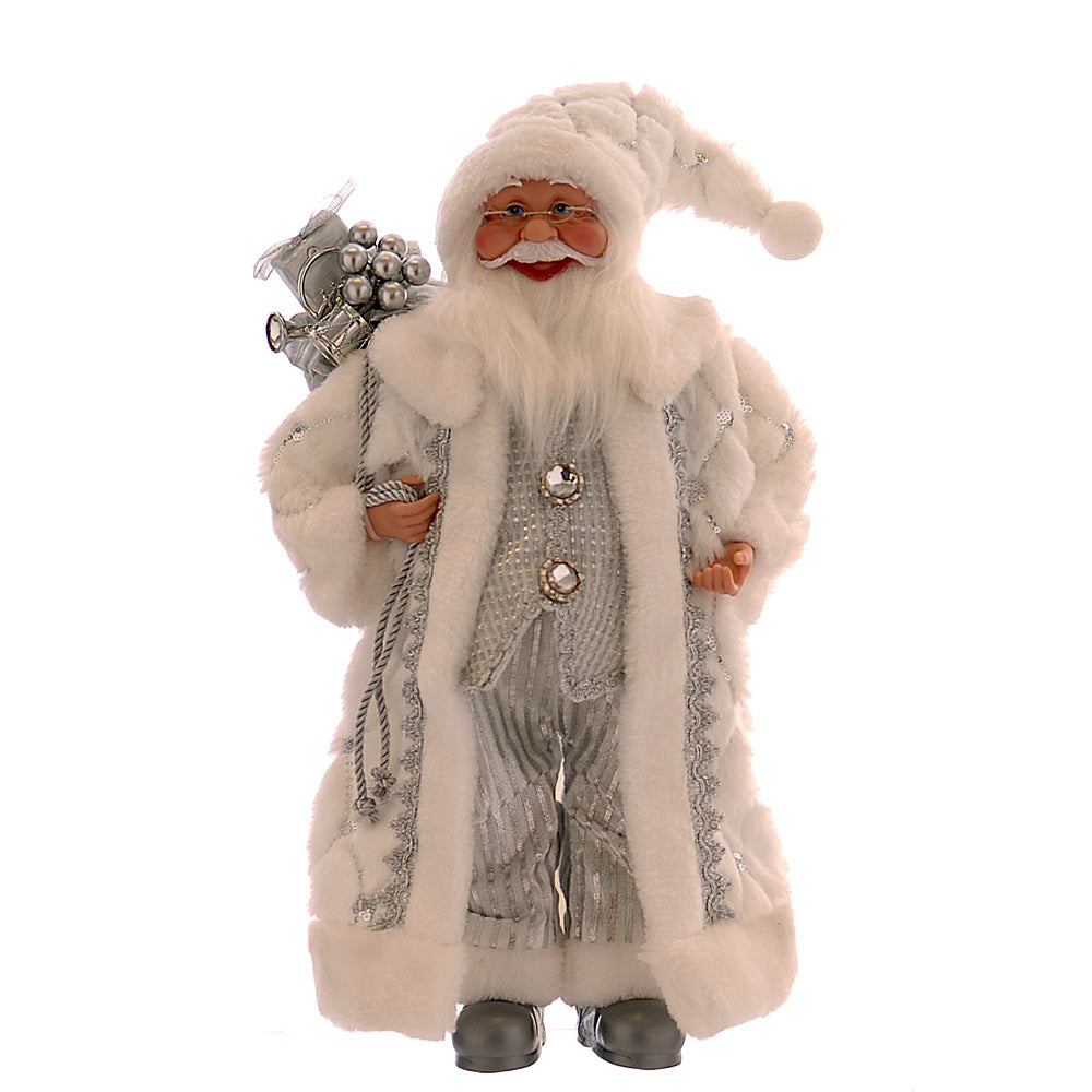 Babbo Natale Argento Con Regali 45 Cm