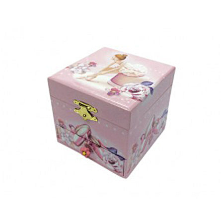 Il Mondo Dei Carillon, Portagioie Ballerina Fiori 13x11x10 cm, carillon natalizio in rosa con decoro floreale e chiusura a gancio dorato - DeMatteis.it