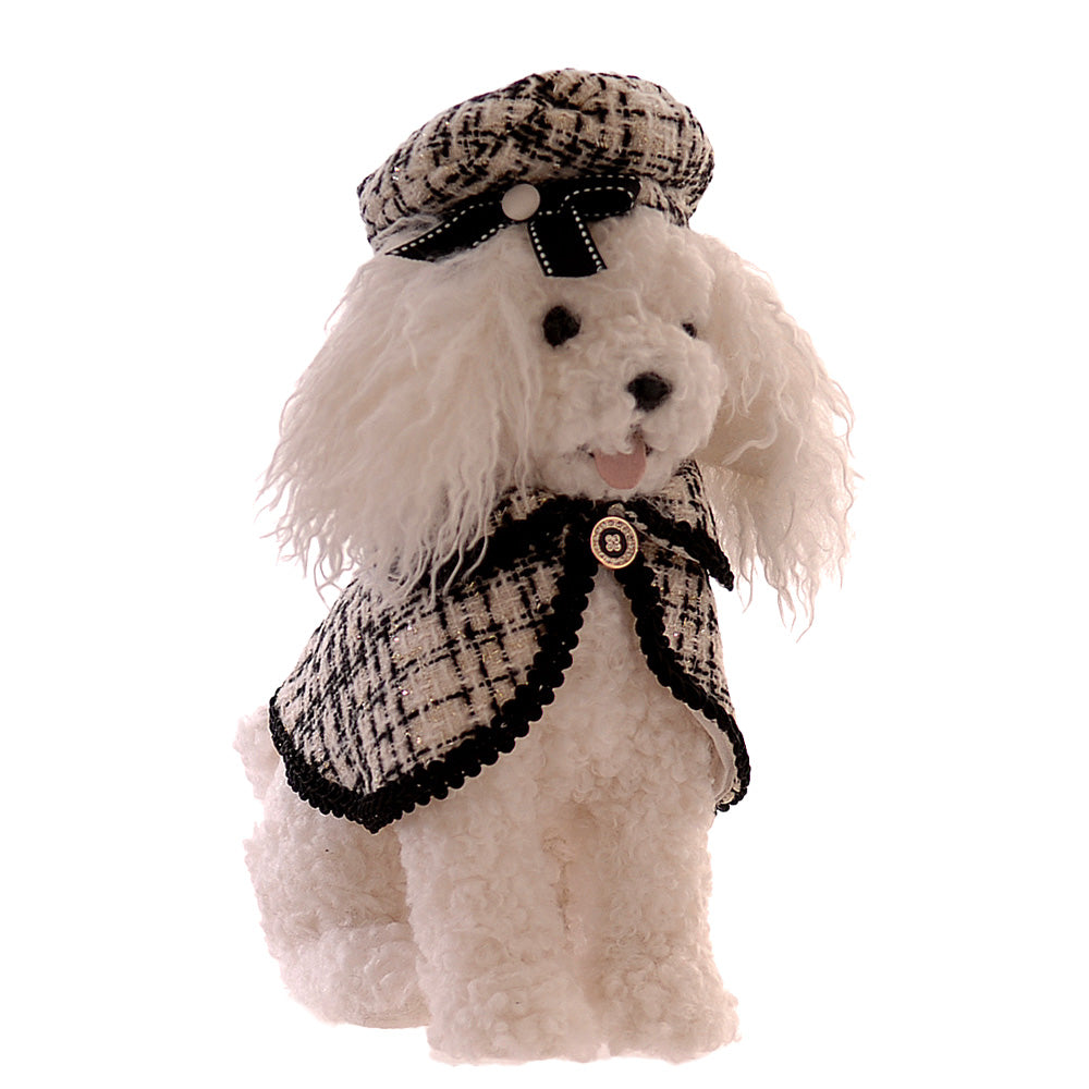 Cane Con Cappello E Mantello Bianco E Nero 30 Cm