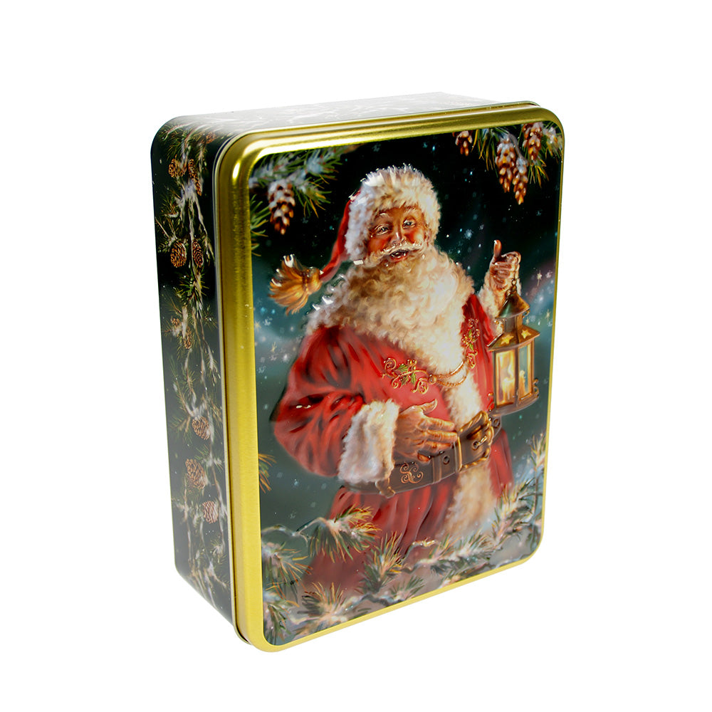 Scatola Latta Babbo Natale Con Lanterna 22,3x16,7 Cm
