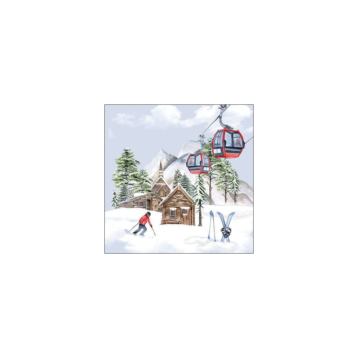 Set 20 Tovaglio 33x33 Cm Ski Hut