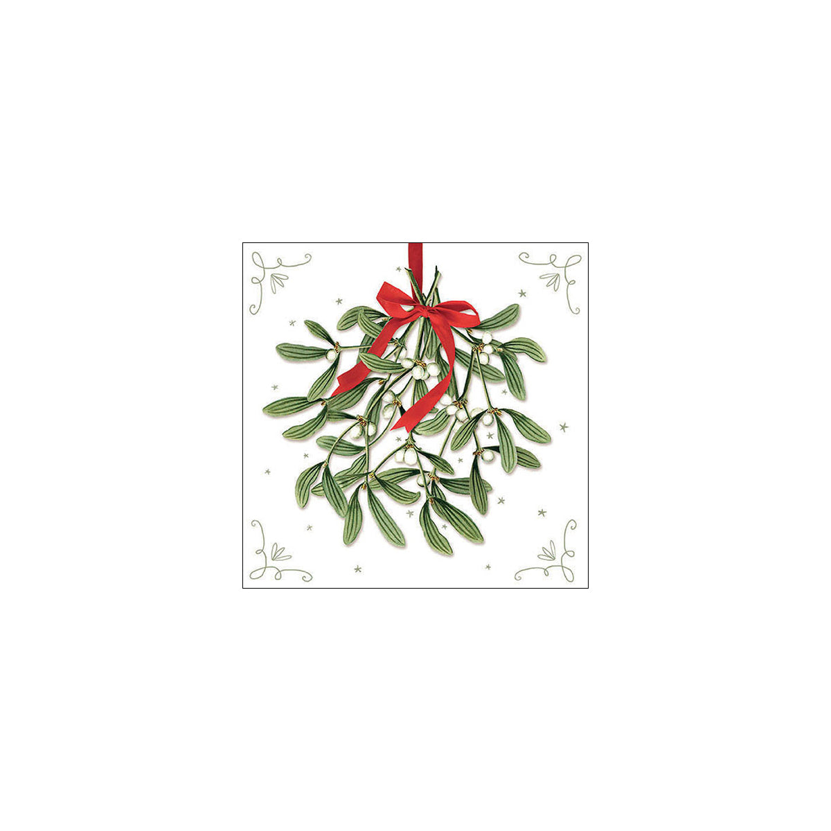 Set 20 Tovaglioli 33x33 Cm Mistletoe With Bow White