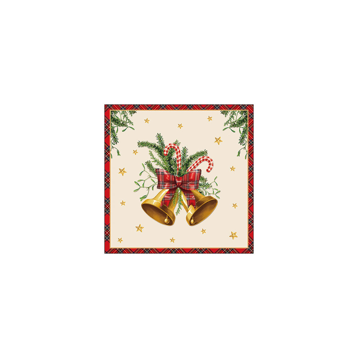 Set 20 Tovaglioli 33x33 Cm Scottish Bells Cream