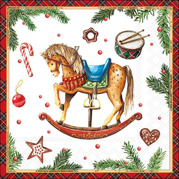 Set 20 Tovaglioli 33x33 Cm Classic Rocking Horse White