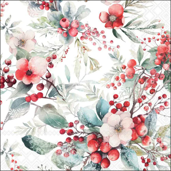 Set 20 Tovaglioli 33x33 Cm Winter Berries