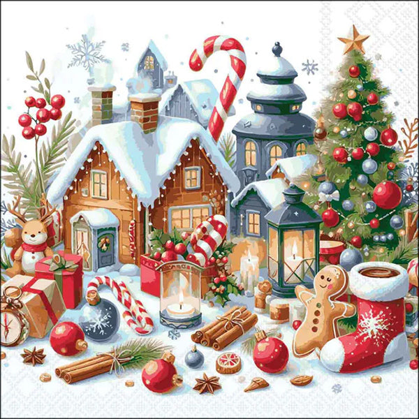 Set 20 Tovaglioli 33x33 Cm Christmas Scenery