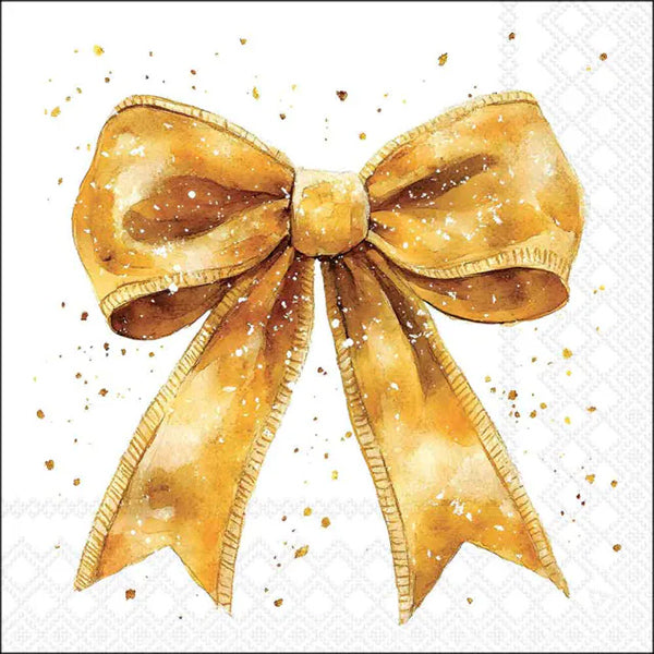Set 20 Tovaglioli 33x33 Cm Fancy Bow Gold White