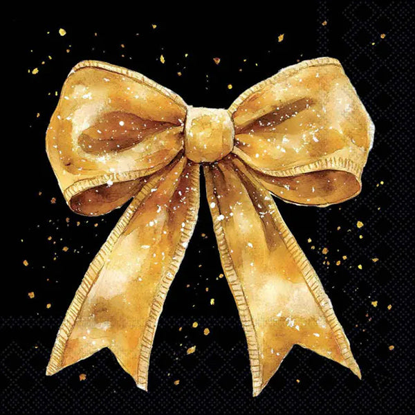 Set 20 Tovaglioli 33x33 Cm Fancy Bow Gold Black