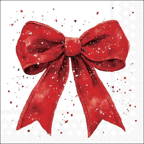Set 20 Tovaglioli 33x33 Cm Fancy Bow Red White