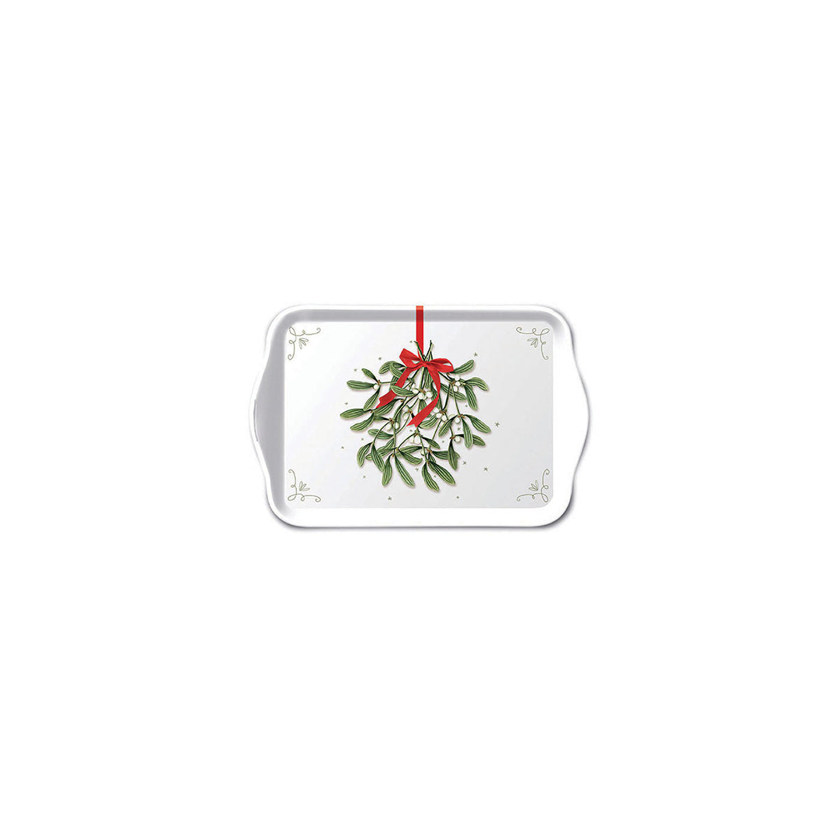 Vassoio Melamina 13x21 Cm Mistletoe With Bow White