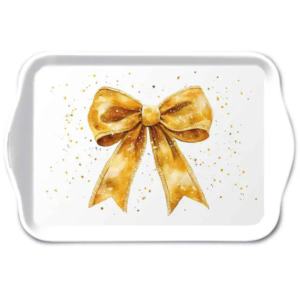 Vassoio Melamina 13x21 Fancy Bow Gold White