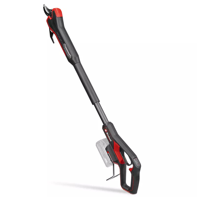 Einhell, Forbici Pota Batteria Gp-Ls 18/35 Li-Solo con corpo grigio antracite e dettagli rossi, asta telescopica e lama curva in acciaio - DeMatteis.it