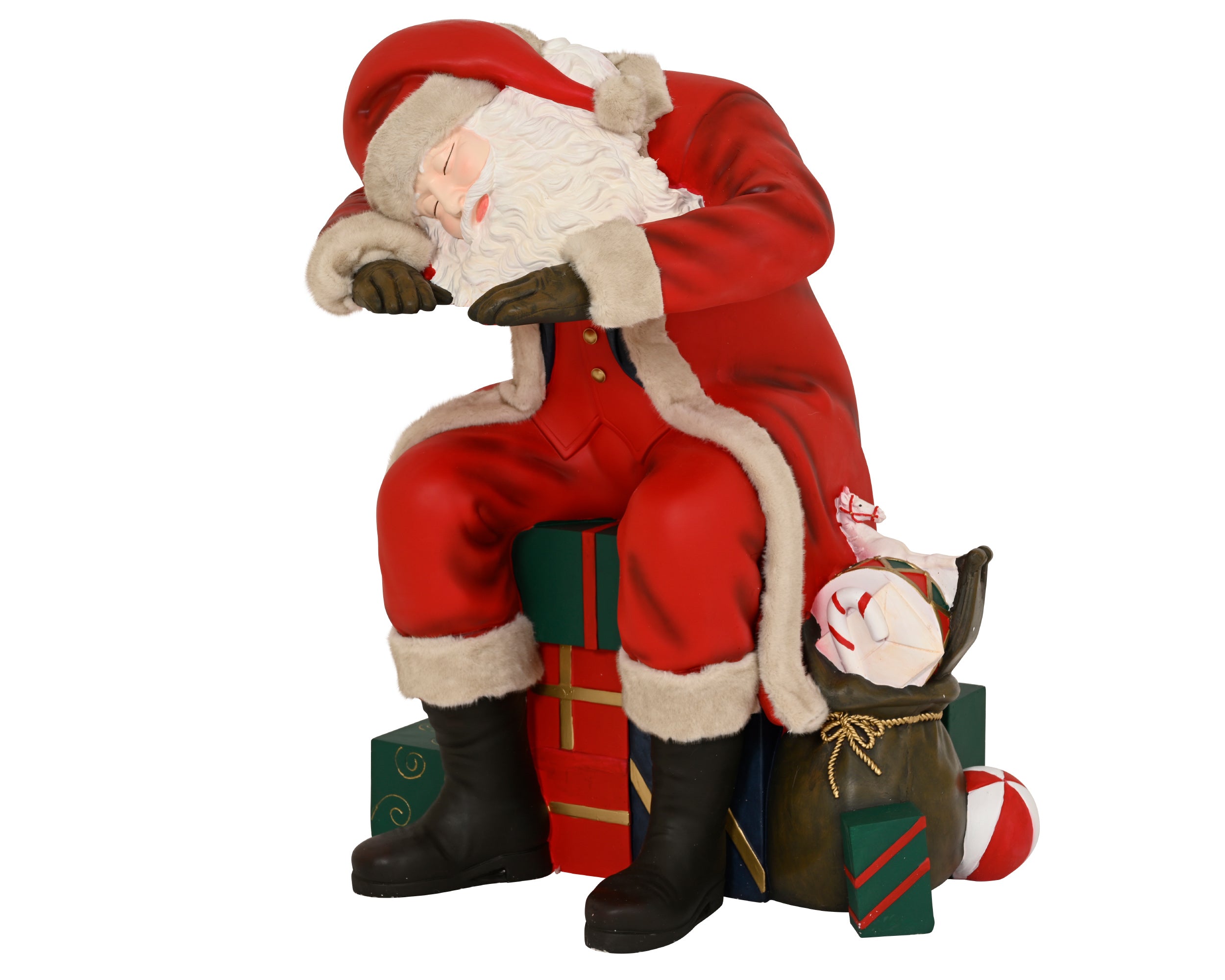 Babbo Natale Appoggiato Che Dorme 90x80x110 Cm
