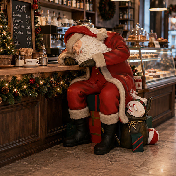 Babbo Natale Appoggiato Che Dorme 90x80x110 Cm