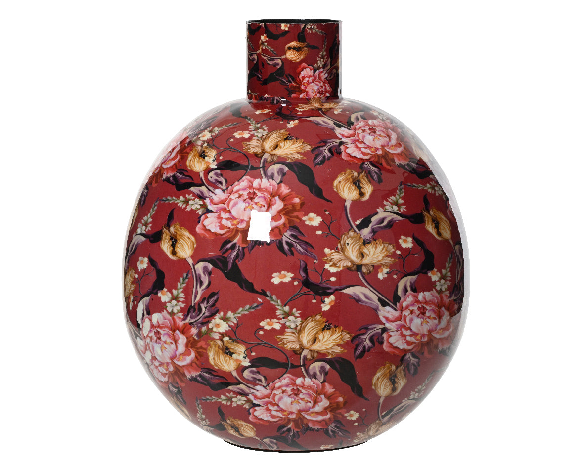Vaso Oxblood Decoro Fiori D 25x30 Cm