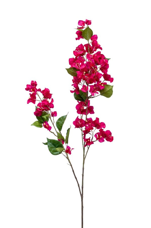 Emerald Eternal Green, Ramo Bouganville Fucsia 117 cm ramo artificiale con fiori fucsia brillanti e foglie verdi realistiche per decorazione d'interni - DeMatteis.it