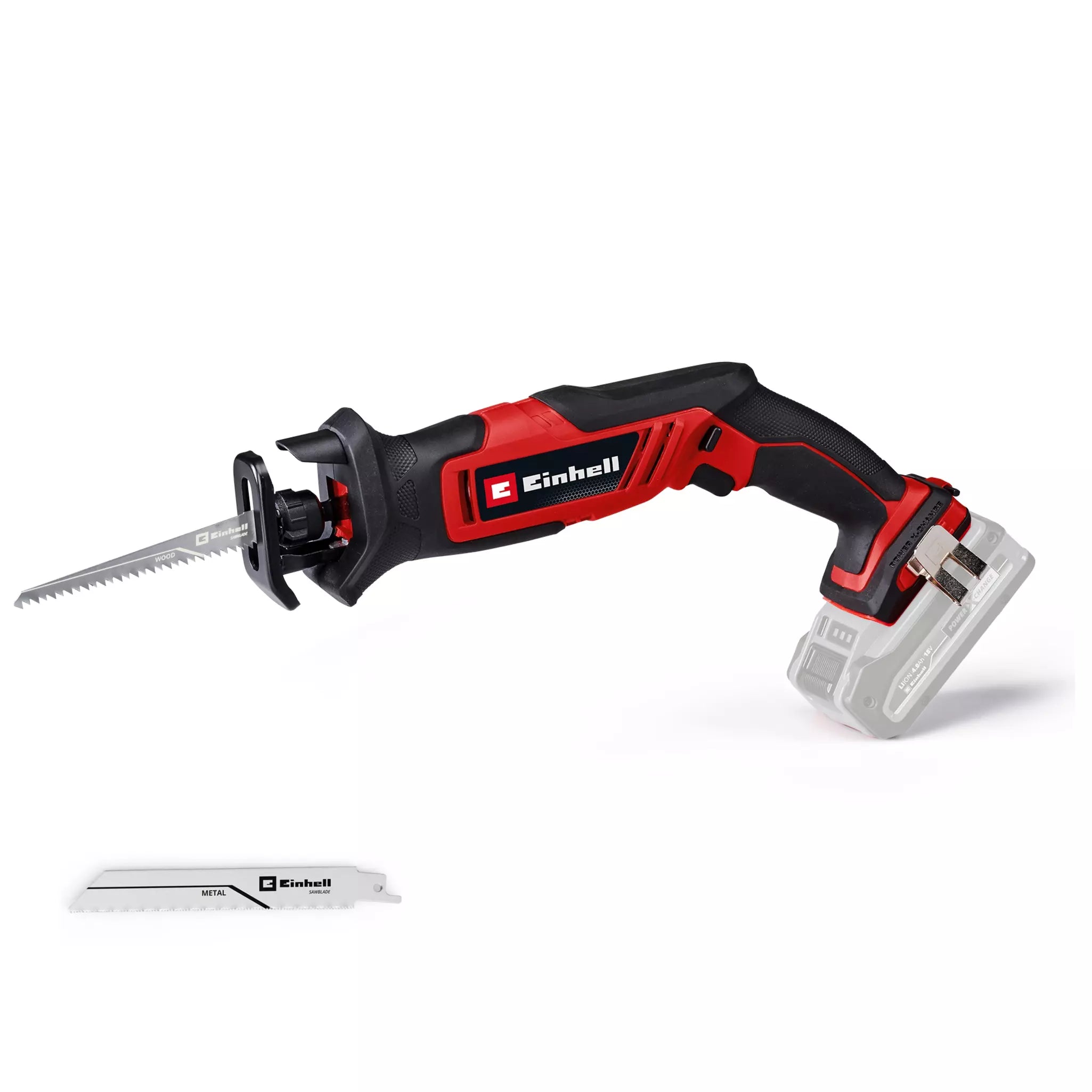Einhell, Gattuccio a batteria Te-Ap 18/13 Li seghetto alternativo cordless rosso e nero con impugnatura ergonomica e lama metallica inclusa - DeMatteis.it