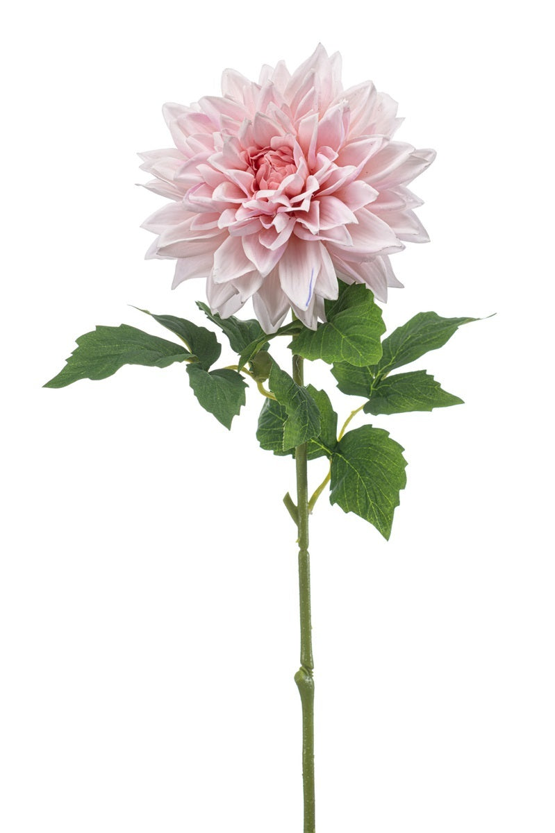 Emerald Eternal Green, Dalia Rosa Ramo 70 cm fiore artificiale con petali rosa sfumati e stelo verde con foglie realistiche per decorazione - DeMatteis.it