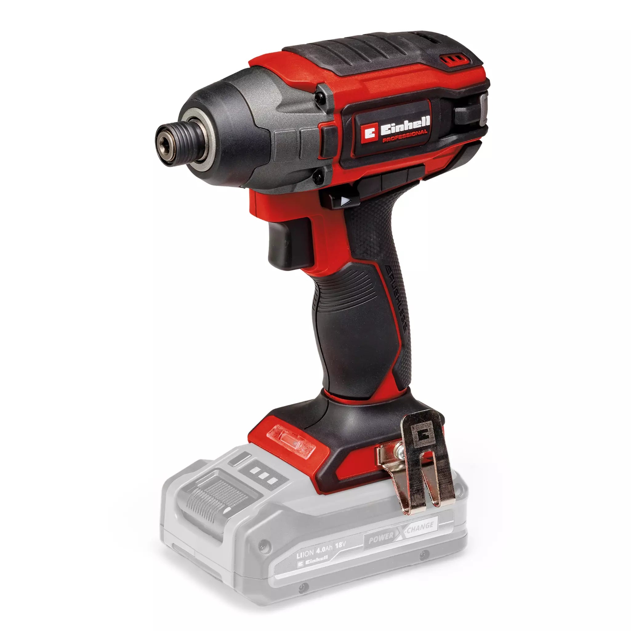 Einhell, Avvitatore Impulsi Batteria Tp-Ci 18/220 Li Bl Solo in colorazione nero e rosso con impugnatura ergonomica e base per batteria trasparente - DeMatteis.it