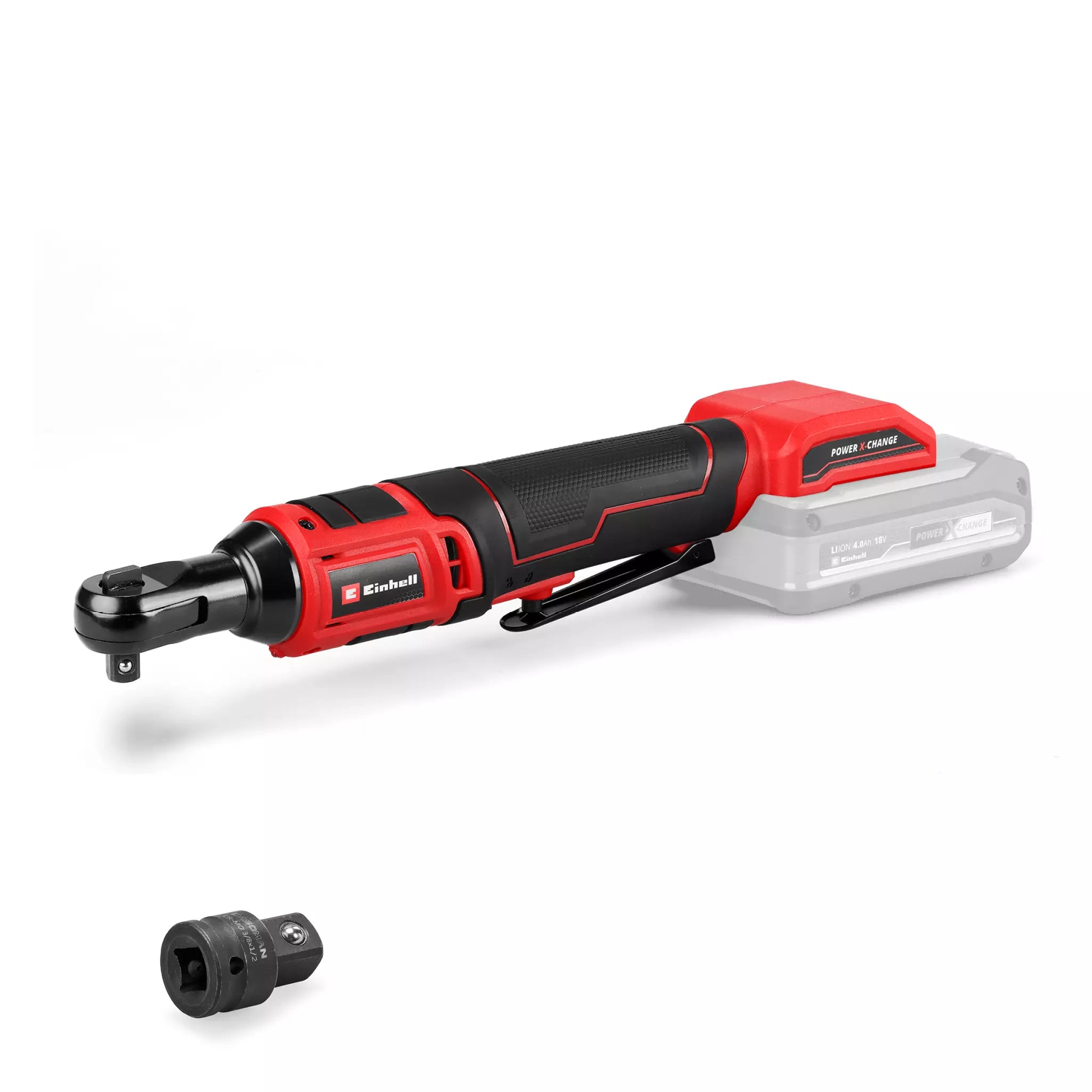 Einhell, Cricchetto Batteria Te-Rw 18-60 Li-Solo in rosso e nero con impugnatura ergonomica, batteria trasparente e adattatore incluso - DeMatteis.it
