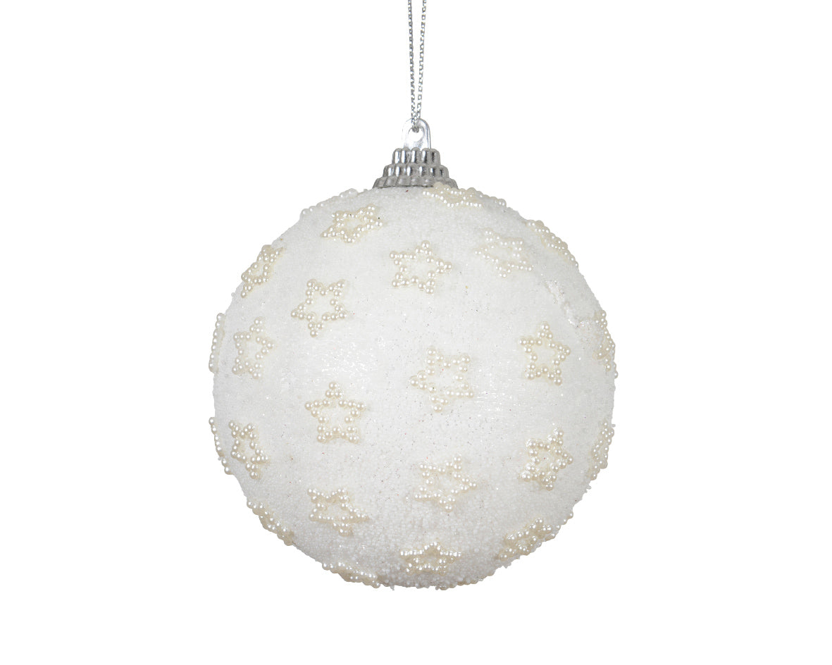 Palla Schiuma Con Perle Winter White D 8 Cm