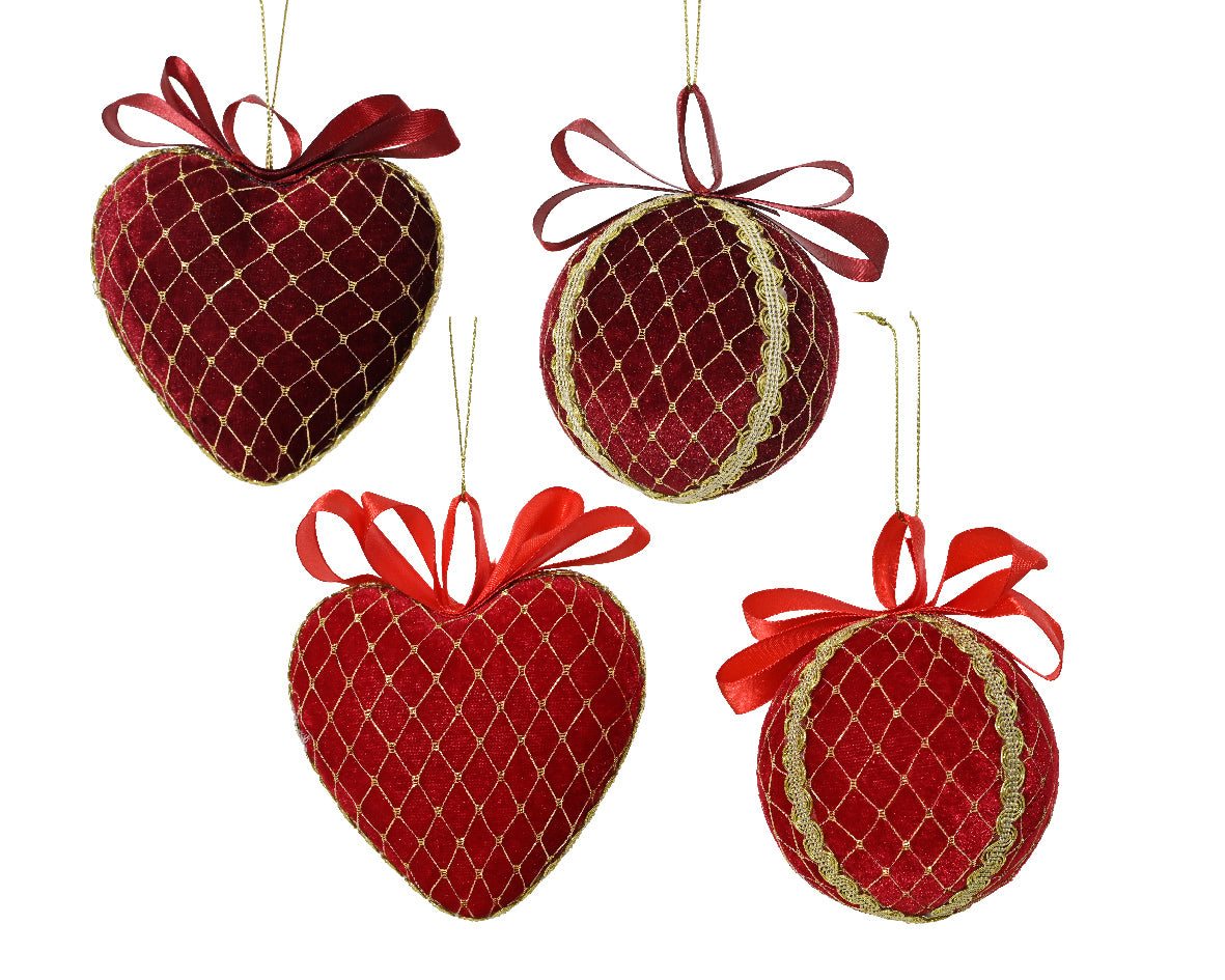Pendente Velluto Rosso Con Fiocco D 8 Cm 1 Pz